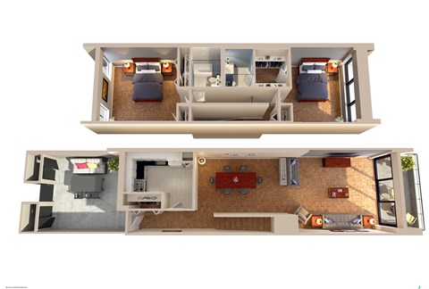 Floor plan for 2 beds, 2 baths, 1346 sqft
